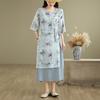 DIMANAF 2025 Summer Women Plus Size Dress Loose Floral Dress Chiffon Elegant Basic Vintage Casual Maxi Dress
