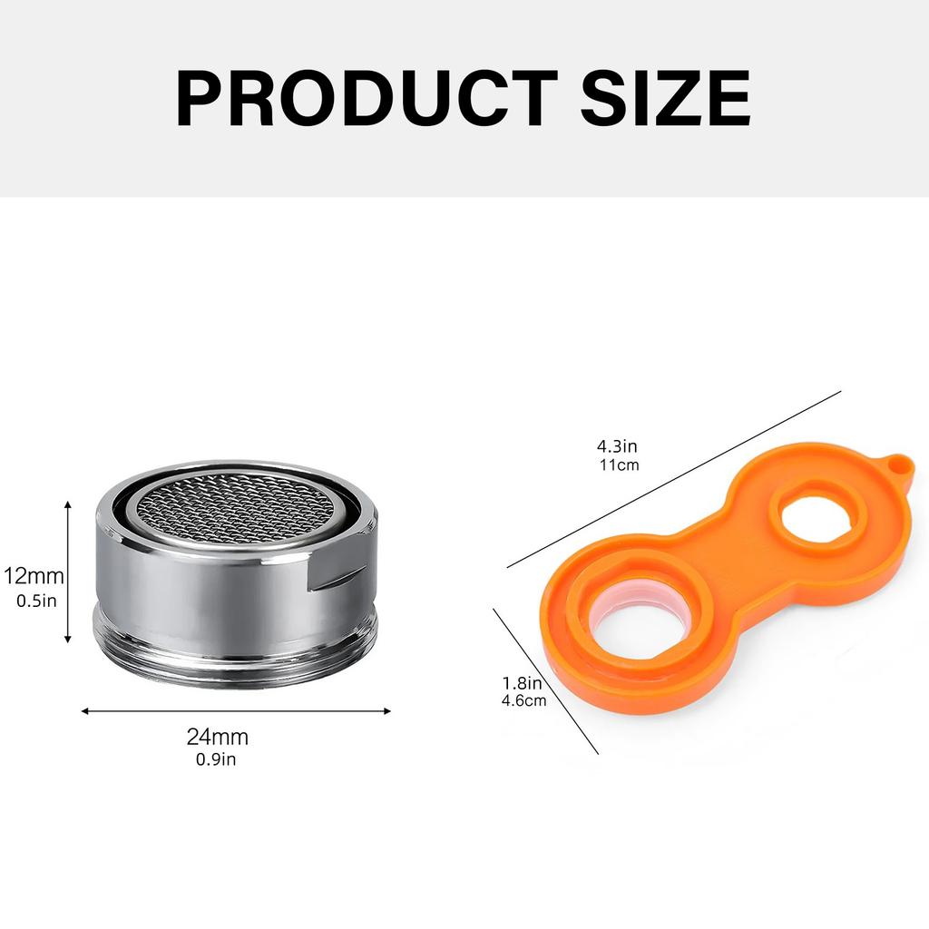 Multipurpose Sturdy Brass Faucet Aerator for Water Conservation 24mm Thread Mixed Nozzle Replacement Accessory