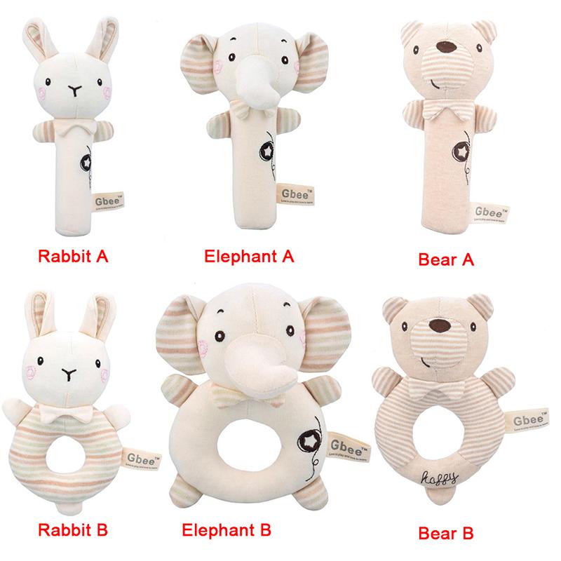 Baby Rattles Soft Cartoon Cute Plush Animal Toys Child Educational Handbells