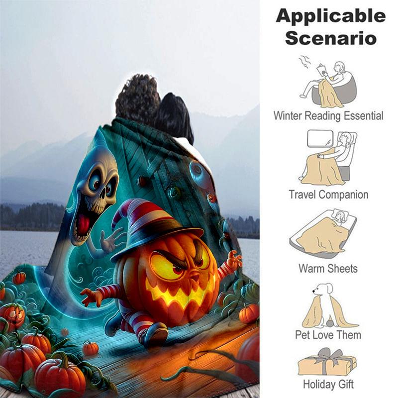 1pc Lively Pumpkins and Ghosts Blanket Soft Warm for Home Decor, Living Room, Travel, Camping, Car Blankets, Beach