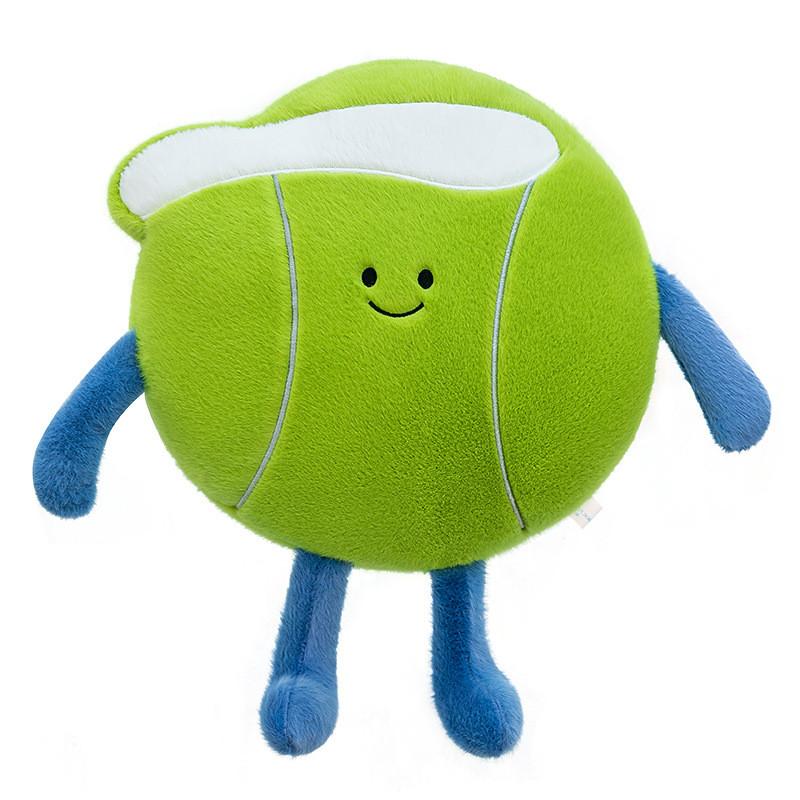 Cartoon Style Tennis Ball Pillow With Soft Plush Cover For Children