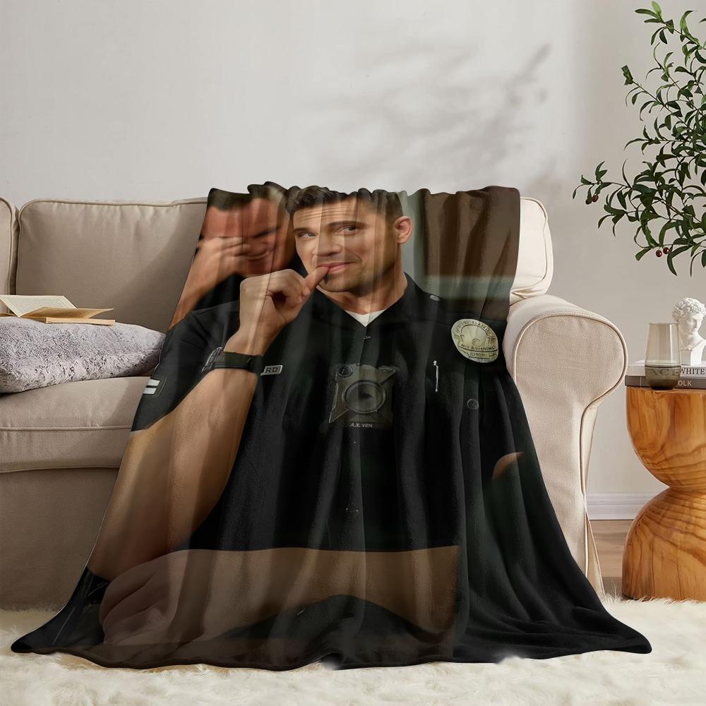 GUOYU Blanket TV The RRookie Throw Soft Flannel Throw Summer Blanket Lightweight Cozy Nap Blanket for Sofa Bed Travel