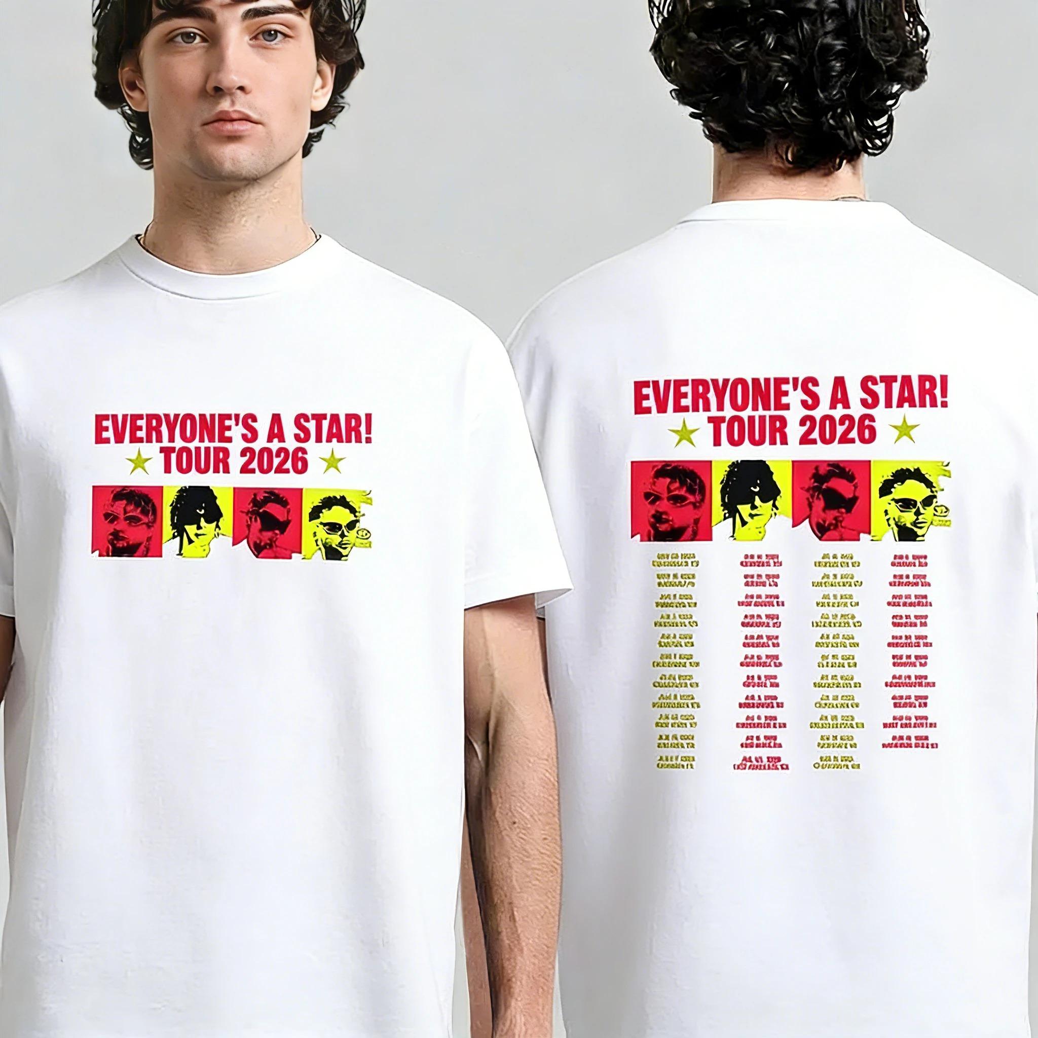 

Seconds of Summer _Everyone s A Star_ Тур 2026 Концертный Групповой Мерч Мужские и Женские Удобные Ретро Футболки 4XL