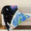 Space Theme Non-Pilling Soft Flannel Throw – Warm Cozy Maternity Blanket for Home, Outdoor Picnics, All-Season Decor, Christmas & Halloween