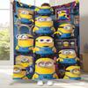 Cute Minions cartoon Flannel Blanket,Ultra Soft Warm Plush Throw for Home Bedroom Bed Sofa Cover Camping Picnic gift kids