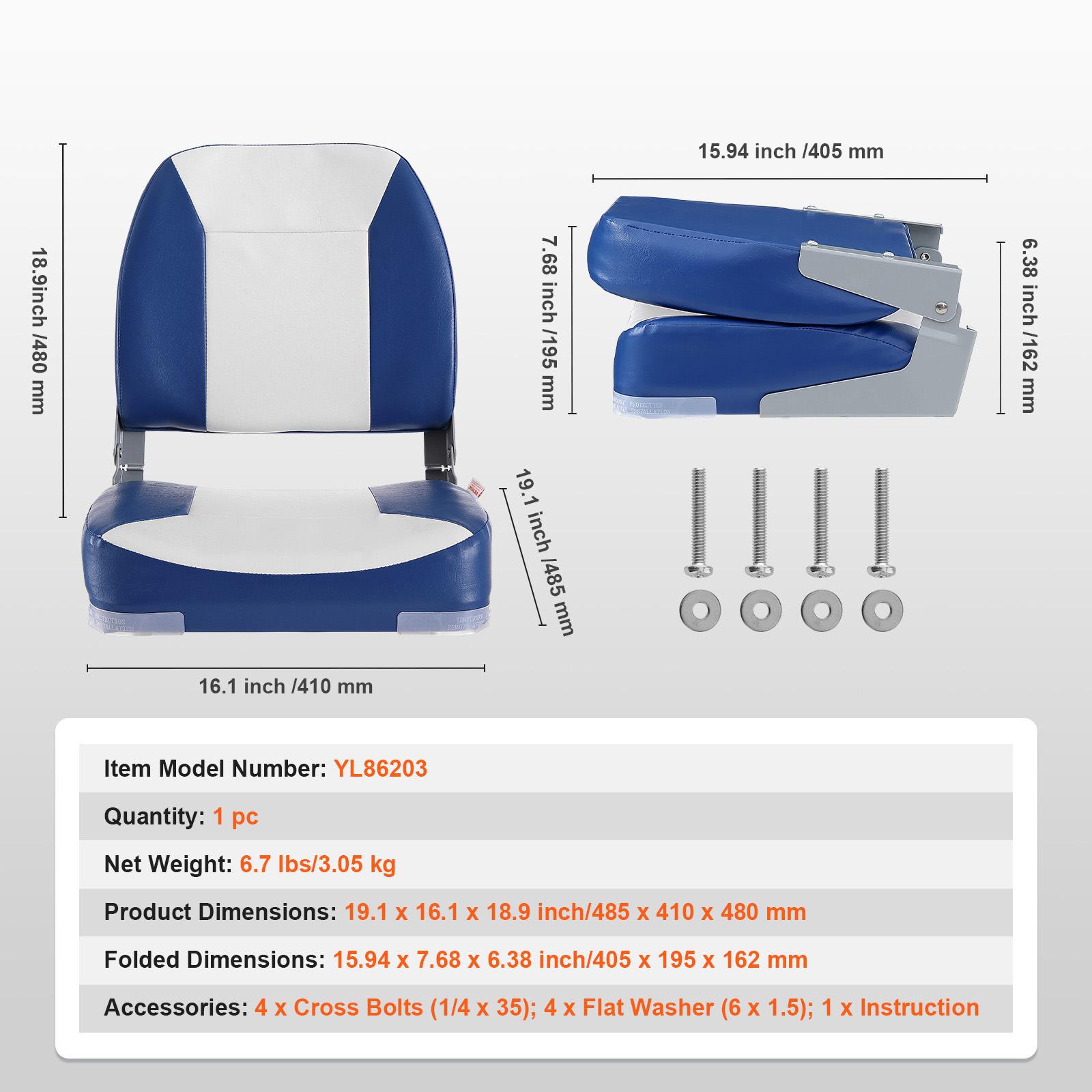 

SucceBuy Сиденье для лодки 18,9 с низкой спинкой, складное кресло для лодки с утолщенной губчатой набивкой и откидной спинкой, кресло капитана лодки