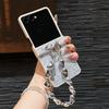 Błyszczący Puder Diamentowy Pasek na Nadgarstek Etui na Telefon dla Samsung Galaxy Z Flip 7 6 5 4 Flip6 Flip5 Flip4 Flip7 FE 5G Pokrowiec Ochronny