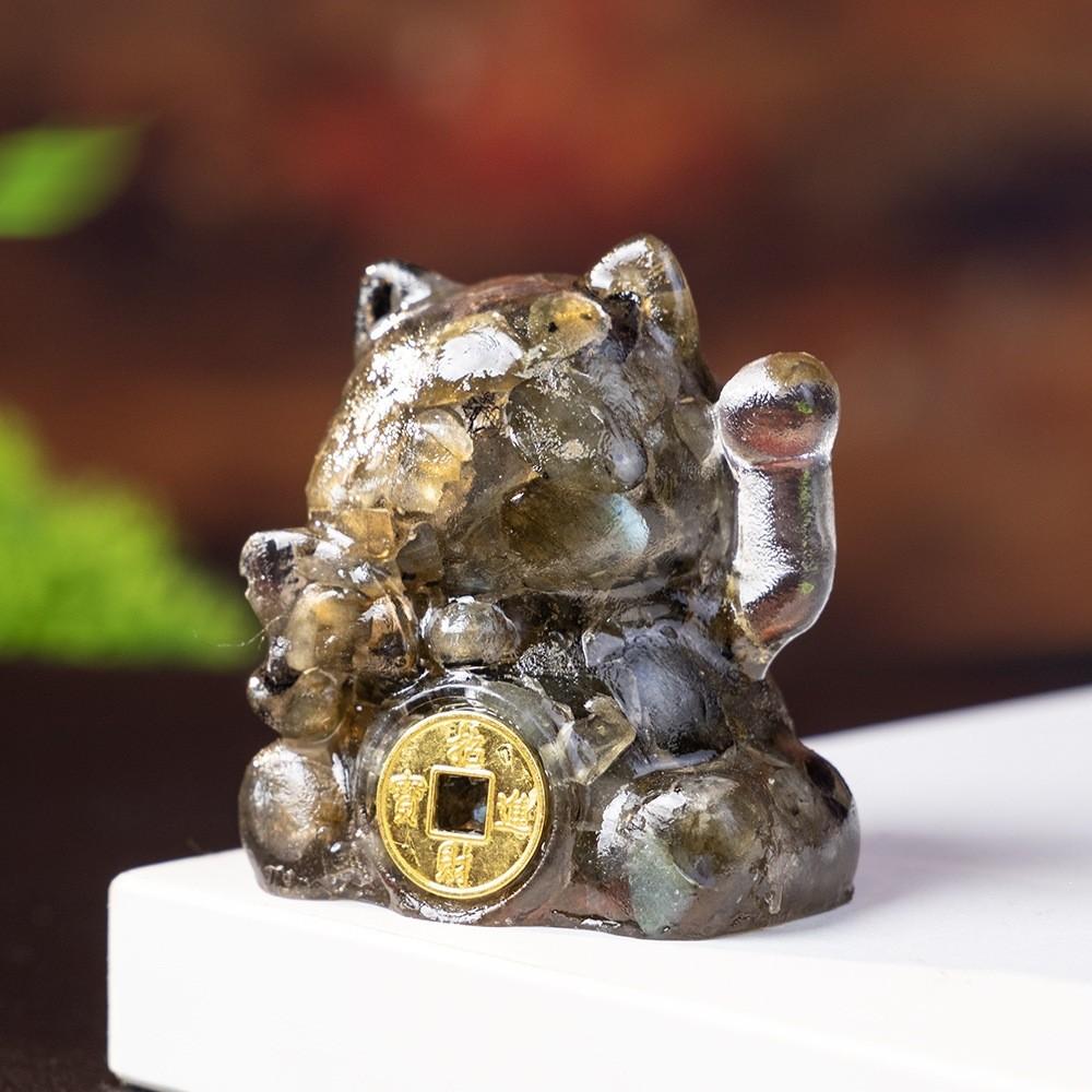 Crystal Waterstone Animal Ornament With Shell Accents For Office Desk Decor