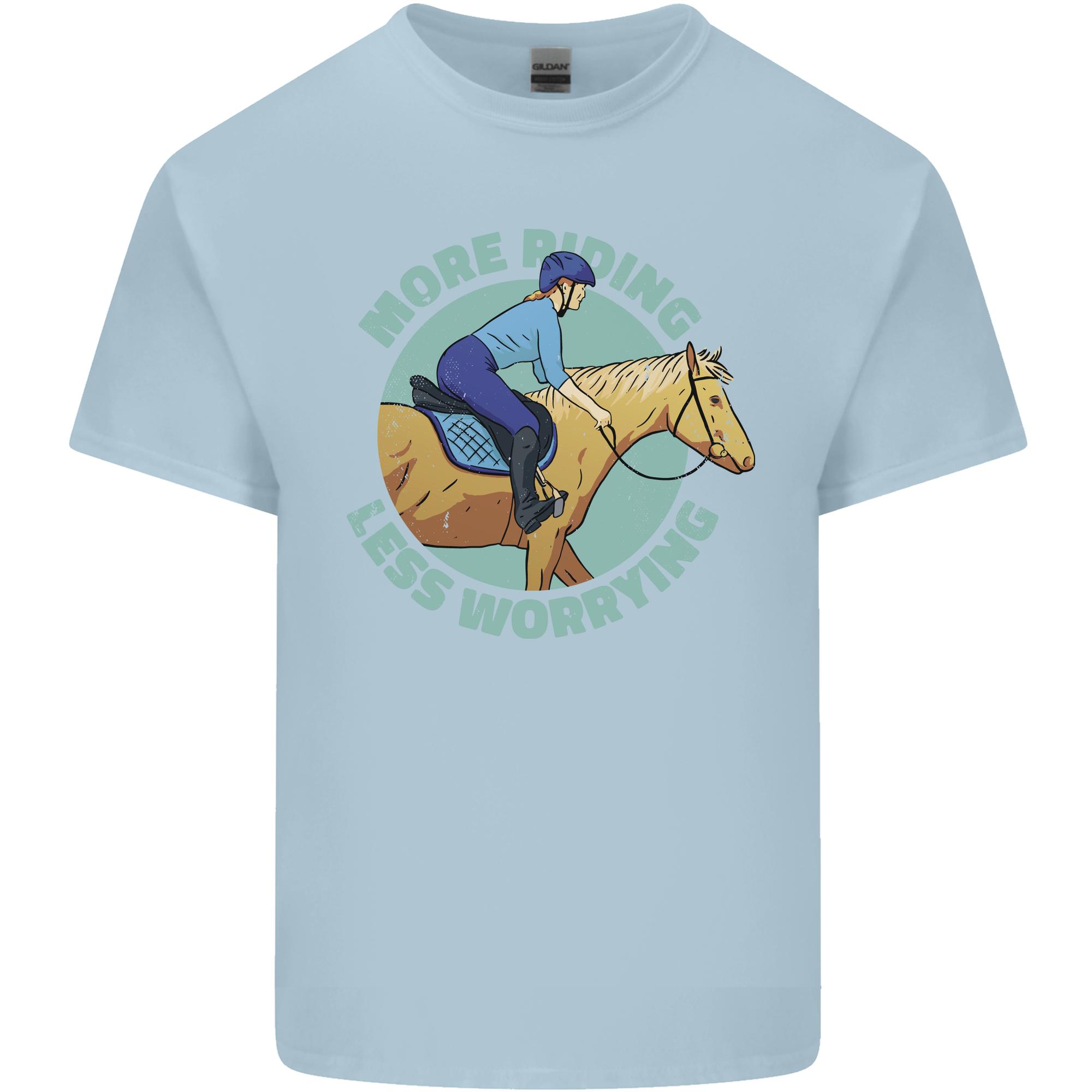More Horse Riding Less Worrying Equestrian Unisexs Light Cotton TShirt S