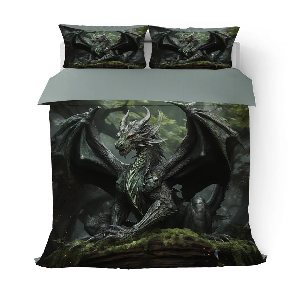 Dragon Kids Duvet Cover Sets Queen King Twin Size Boys Men Room Decor With 1 Bedding Comforter Cover 2 Pillowcases No Comforter
