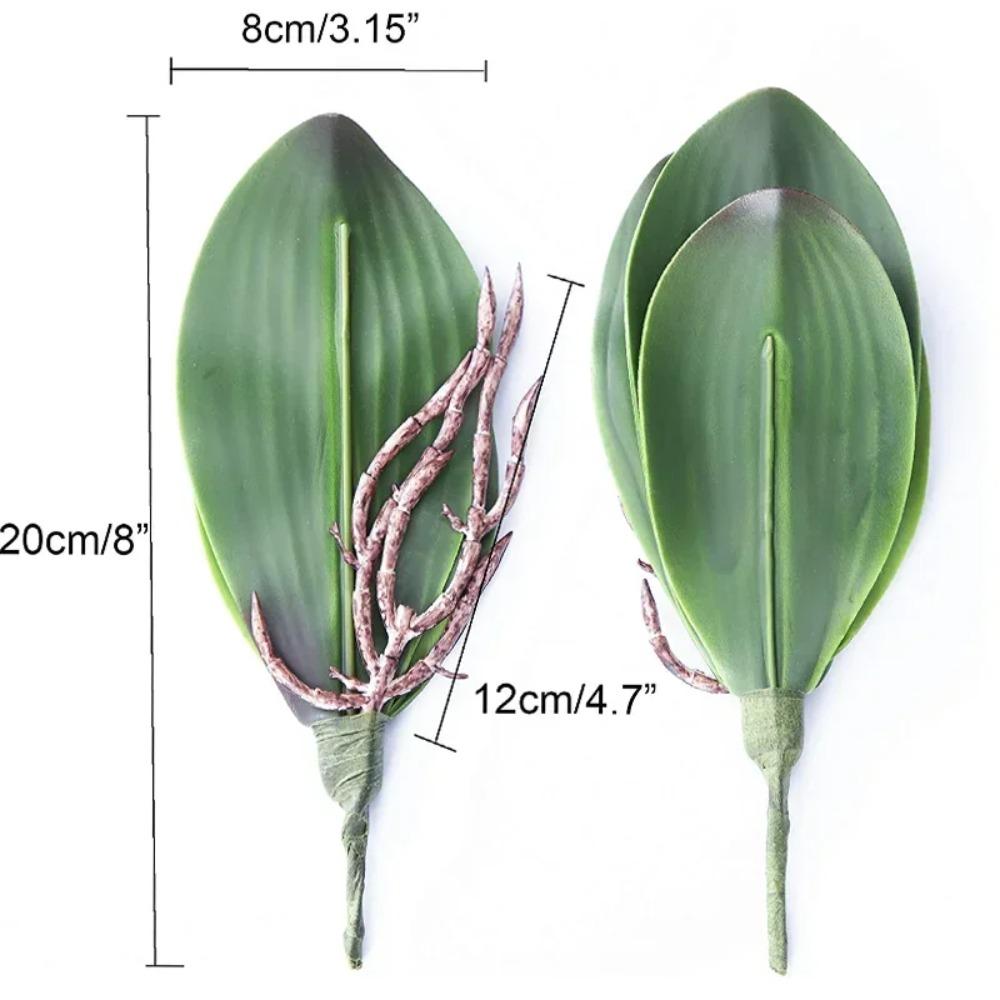 Orchidejové listy Umělé stonky Phalaenopsis List Faux Cymbidium Květ Zeleň Zelená Realistický Dotek Latex Hromadné Domácí Dekorace