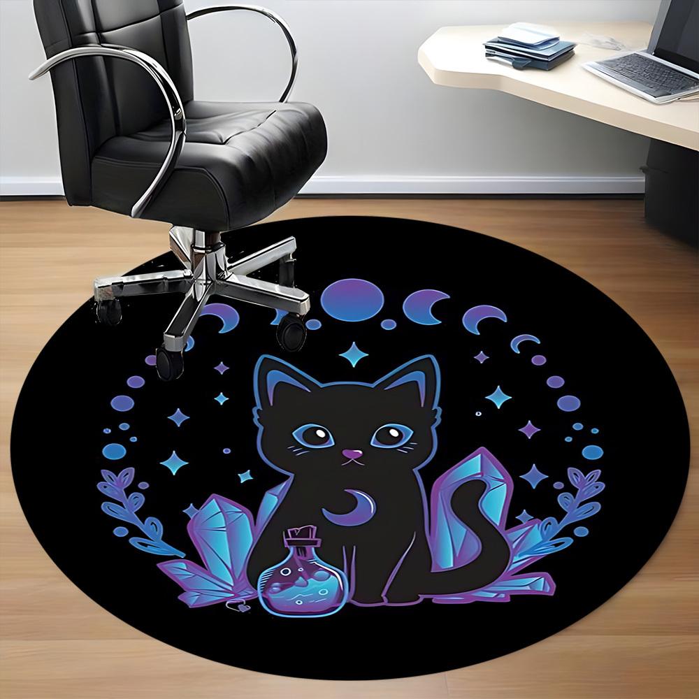 1 Stück Mondstein Katze Büro Runder Teppich, Unter Bürostühlen Schlafzimmer Wohnzimmer Heimdekoration, Raumdeko, In Verschiedenen Größen Erhältlich 204