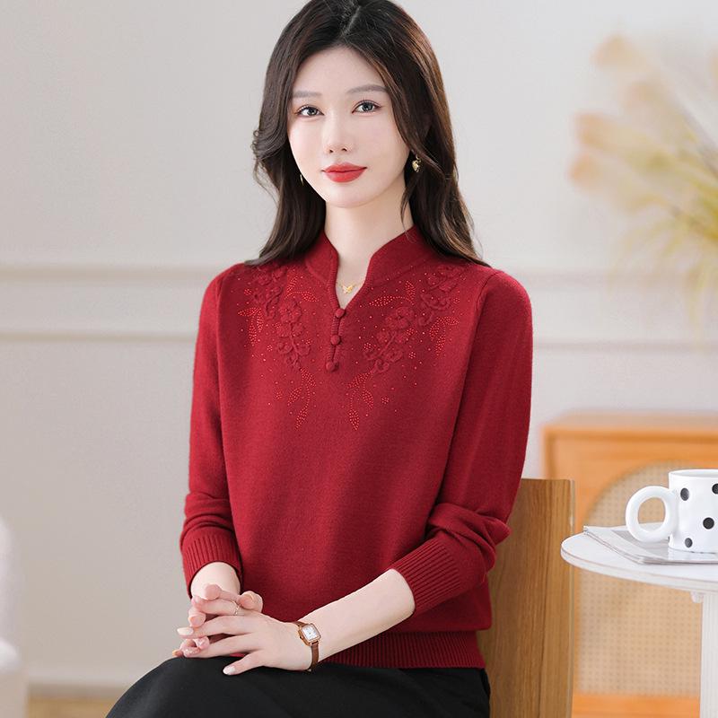 Mom's Stylish Knit Sweater 2025 - Thickened Base Layer for Middle-Aged & Elderly Women 50+