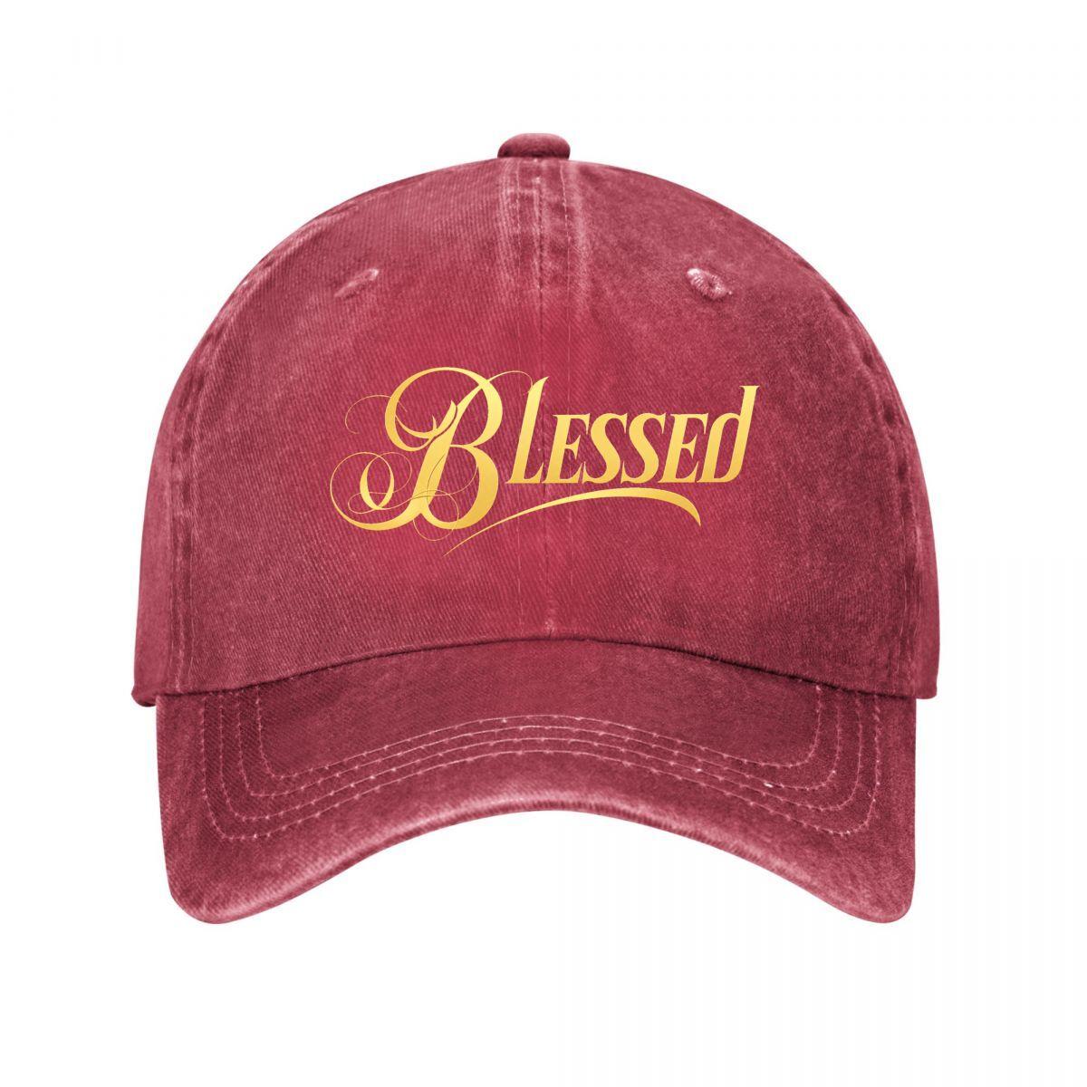 Blessed Golden Elegant Script Typography Washed Baseball Cap Outdoor For Womens Unisex FeUnisex One Size