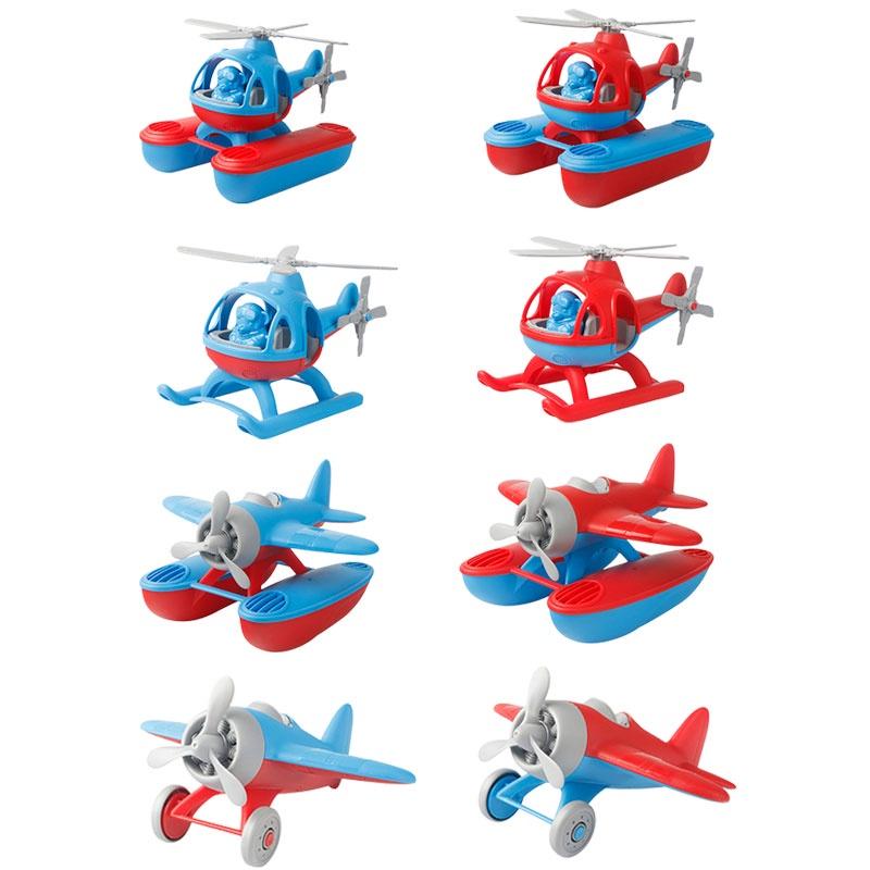 Avión de Juguete Modelo Avión Hélice Espiral de Plástico Dibujos Animados Avión de Playa Caza de la Segunda Guerra Mundial Helicóptero Rojo/Azul