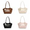 with Pendant Commuting Handbag PU Leather French Tote Bag Autumn Winter Underarm Bag  Travel