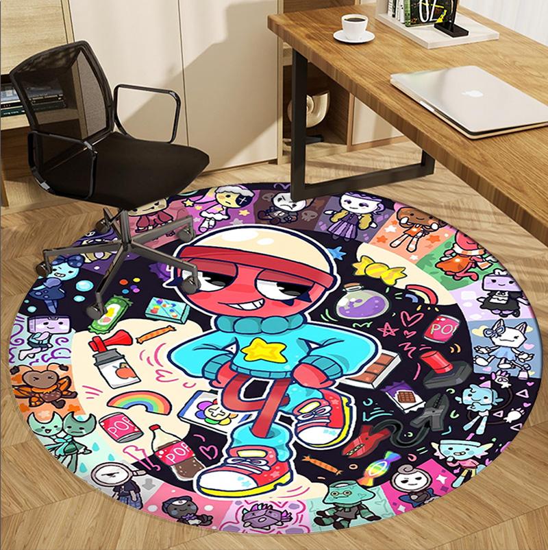 Dandy's World Pattern Round Rug, Indoor/Outdoor Mat, for Picnic, Gameroom, Bedroom, Office, Living Room, Home Decor Carpet, Birthday Gift