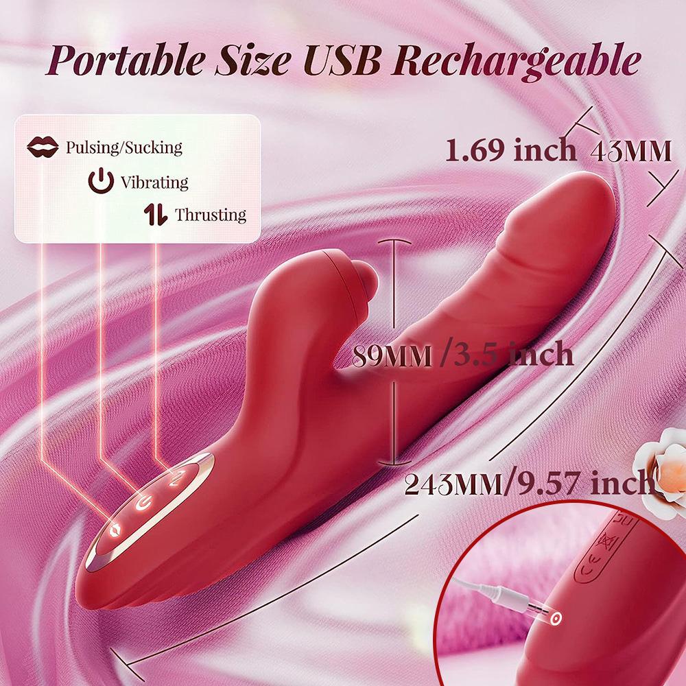 Powerful Thrusting Vibrator Female Clitoris Sucker Vacuum Stimulator Tongue Licking Dildo Adult Supplies Vibro Sex Toy for Women