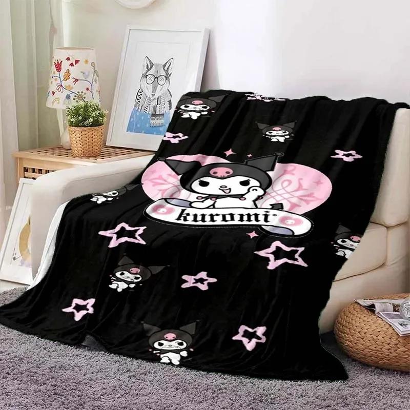 Hellor Kitty Kuromi Printed Blanket Kids Adult Blanket Soft and Warm Bedding for Bed Sofa Outdoor Travel Cover Blanket