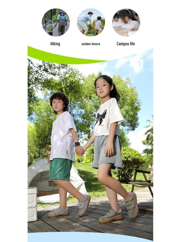 Kids' Autumn Velcro Barefoot Sneakers - Wide Toe, Breathable, Comfortable for Running & Skipping Rope