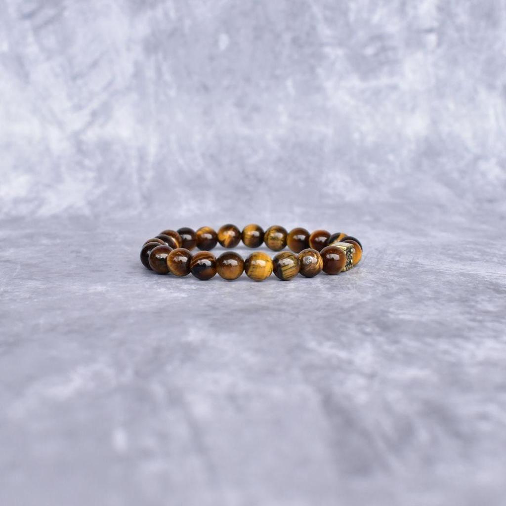 Natural Yellow Tiger's Eye Beaded Bracelet Evil Eye Protection Charm Bracelet For Men Healing Gemstone Beaded Jewelry Unique Gifts