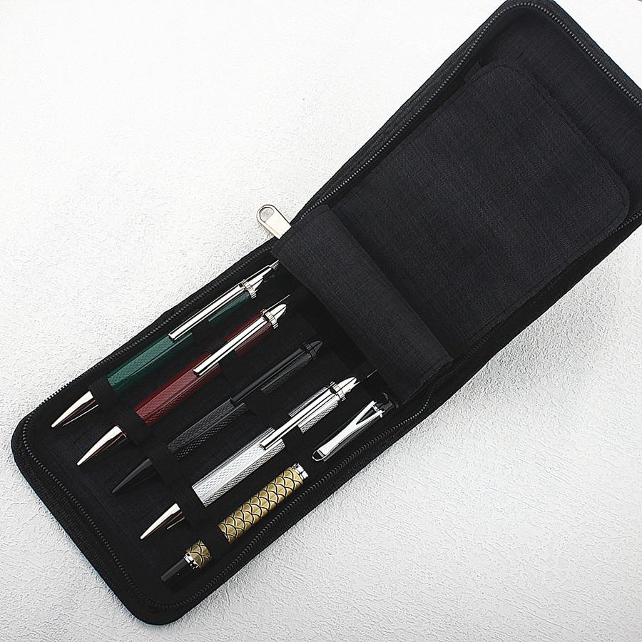 10 Fountain Pen Case, Rollerball Pen Case Gray Color, Waterproof Canvas Pen Display Holder Organizer Bag