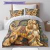 Floral Art Animals Pattern Bedding,Quilt Set Quilt Cover Pillowcase Home Birthday Gift (1 * Duvet Cover + 2 * Pillowcase, Without Core)