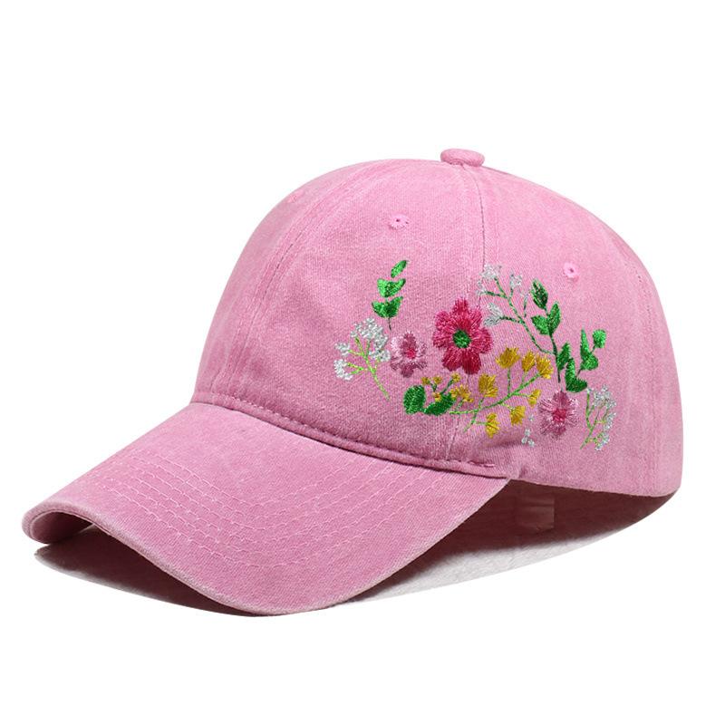 Embroidered Flower Diy Hat Soft Top Outdoor Sun Protection Casual Cotton Baseball Cap Fashionable Spring Summer Hat For Girls