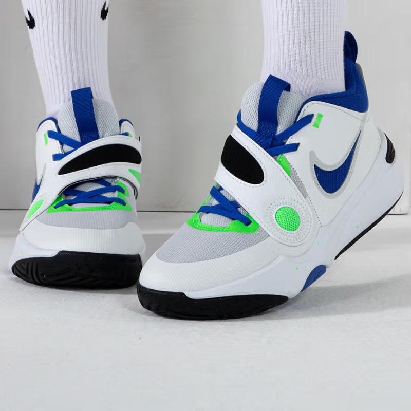 Nike Team Hustle D11 GS Green Strike Racer Blue Kids Sneakers White Summit-White Pure-Platinum DV8996-101