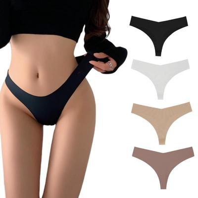Women's V-Shaped Thong: Ice Silk with Cotton Crotch, Sexy One-Piece T-Back, European & American Style, Plus Size Available.