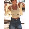 round Neck Short Sleeve Sequin Knitting Outwear 9598192 Sequin round Neck Wide Shoulder Strap Knitting Tops 9598194