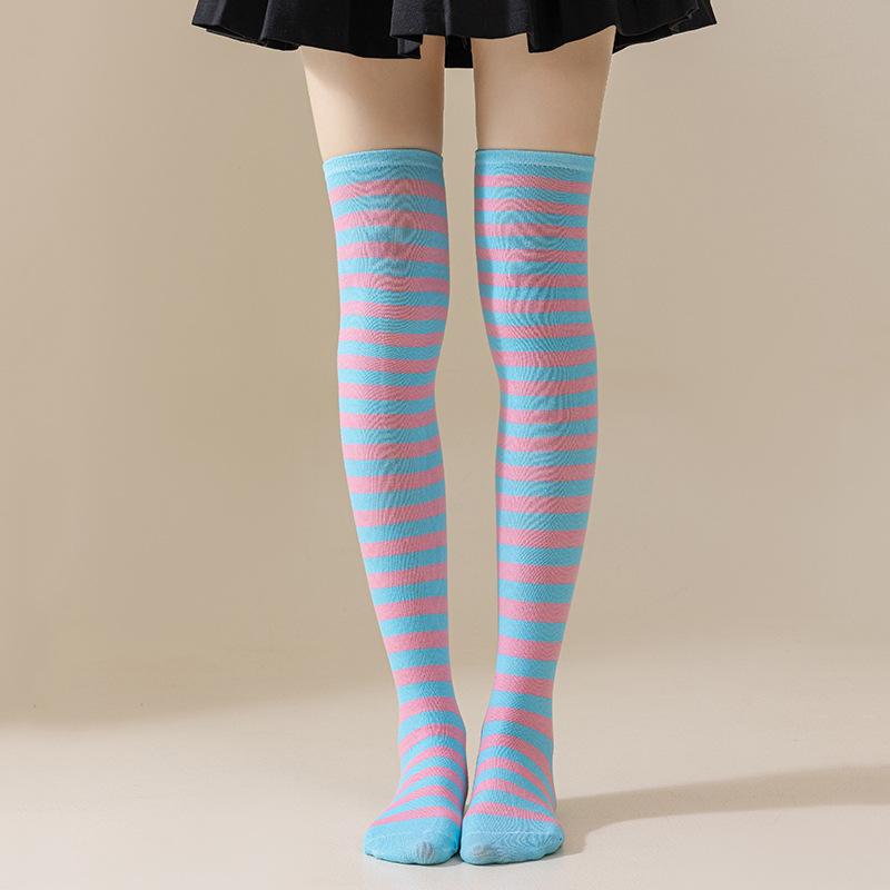 Halloween Long Striped Knee High Stocking Anime Witch Socks Women Party Costume Prop Xmas Dress Up Accessories Daily Wear Thin