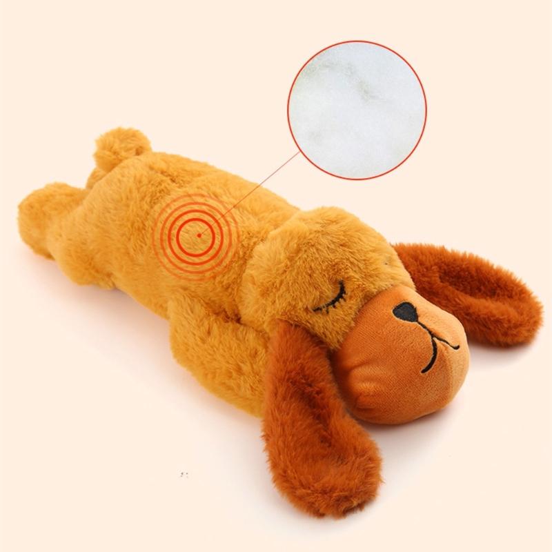 Peluche per Cani con Simulatore di Battiti Cardiaci Cucciolo Caldo Compagno di Sonno Sollievo dallo Stress Giocattolo Coccoloso per Ansiosi