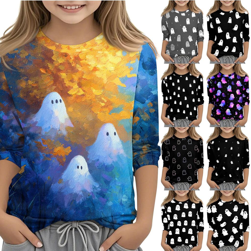 Children's 3/4 Sleeves Printed O-neck Top Everyday Casual T-shirt