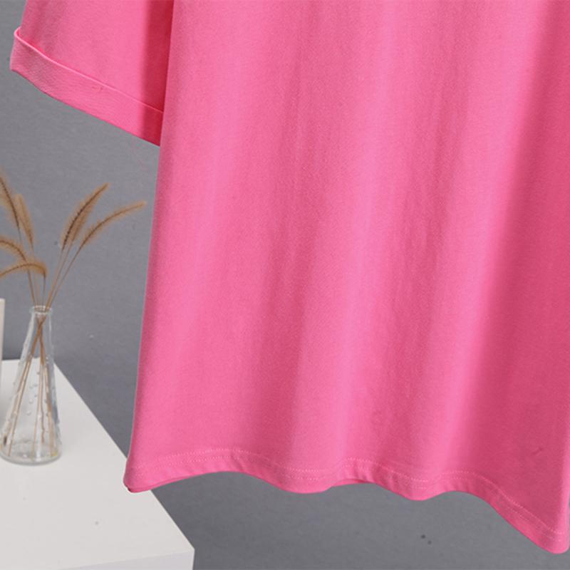 Tricou cu mânecă scurtă pliat de vară Hirsionsan, pentru femei, din bumbac confortabil, tricouri largi, ocazional, tricou supradimensionat, cu gâtul în formă de O, topuri simple pentru femei