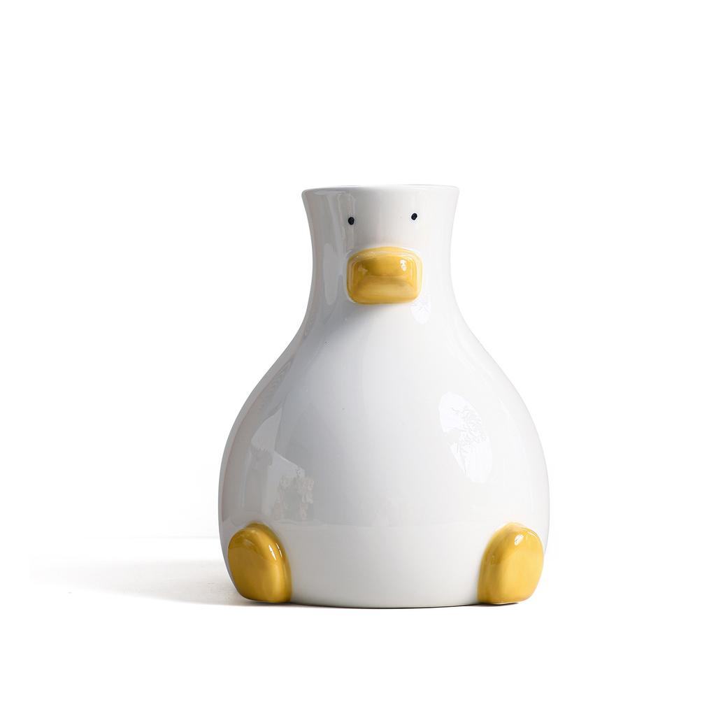 Kreative Cartoon Keramikvase Niedliche Ente Blumenarrangement Hydroponik Heimdeko Wohnzimmer Eingangsbereich Dekoration
