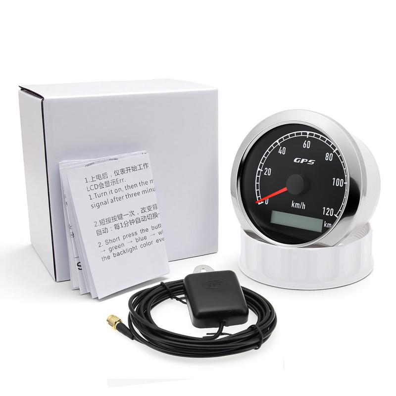 Custom 7 Color LED Universal 80MM GPS Speedometer 0-120kmh 0-60kmh Speed Meter For Boat Car Yacht 80MPH Odometer With Antenna