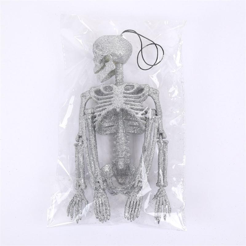 Shimmering Skeleton Hanging Ornament Halloween Skeleton Decorations With Adjustable Joints For Porch Door Window Display