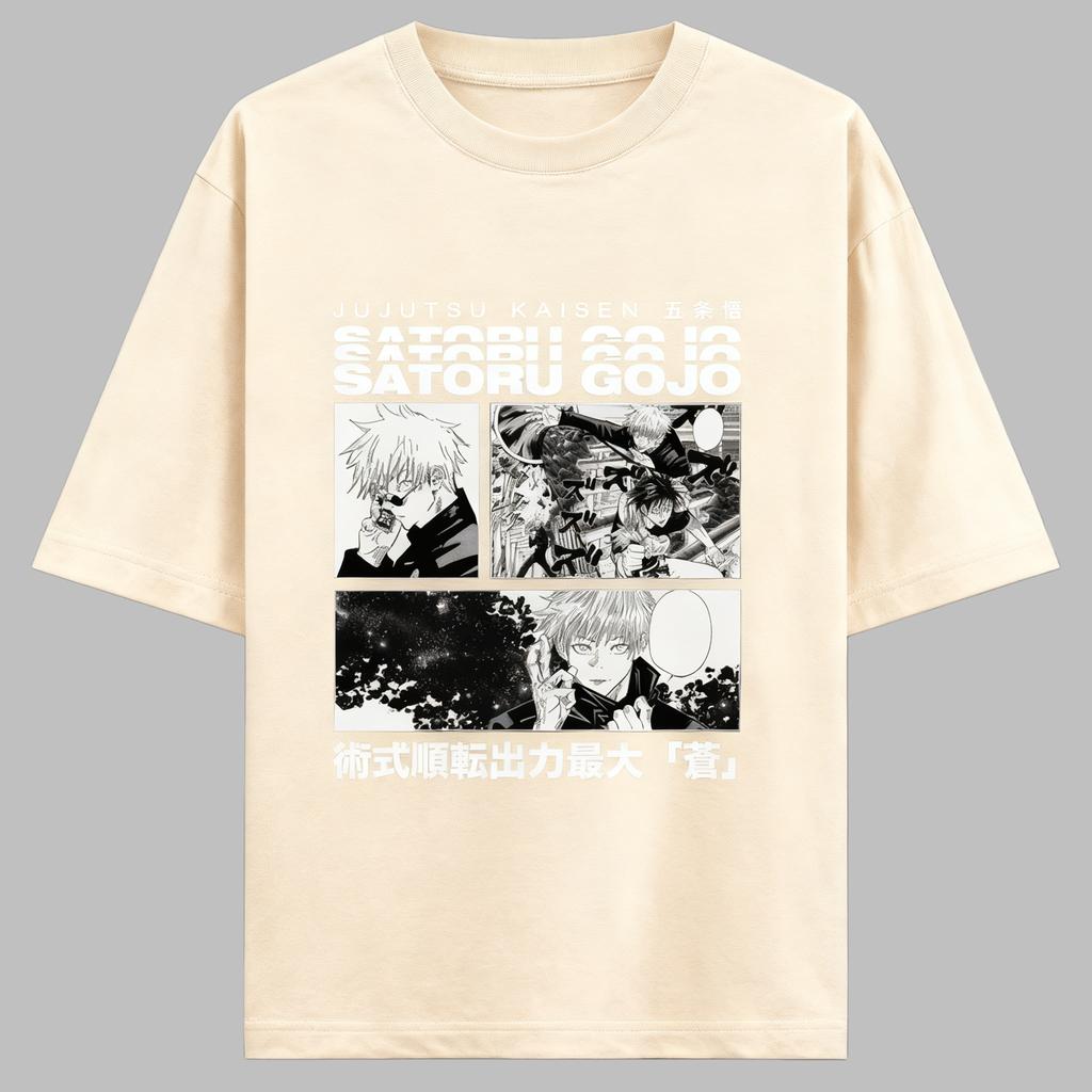 Jujutsu Kaisen Anime Gojo Satoru Printing Cotton Tshirt Men and Women Harajuku Fashion Loose Summer Anime Peripheral Clothing