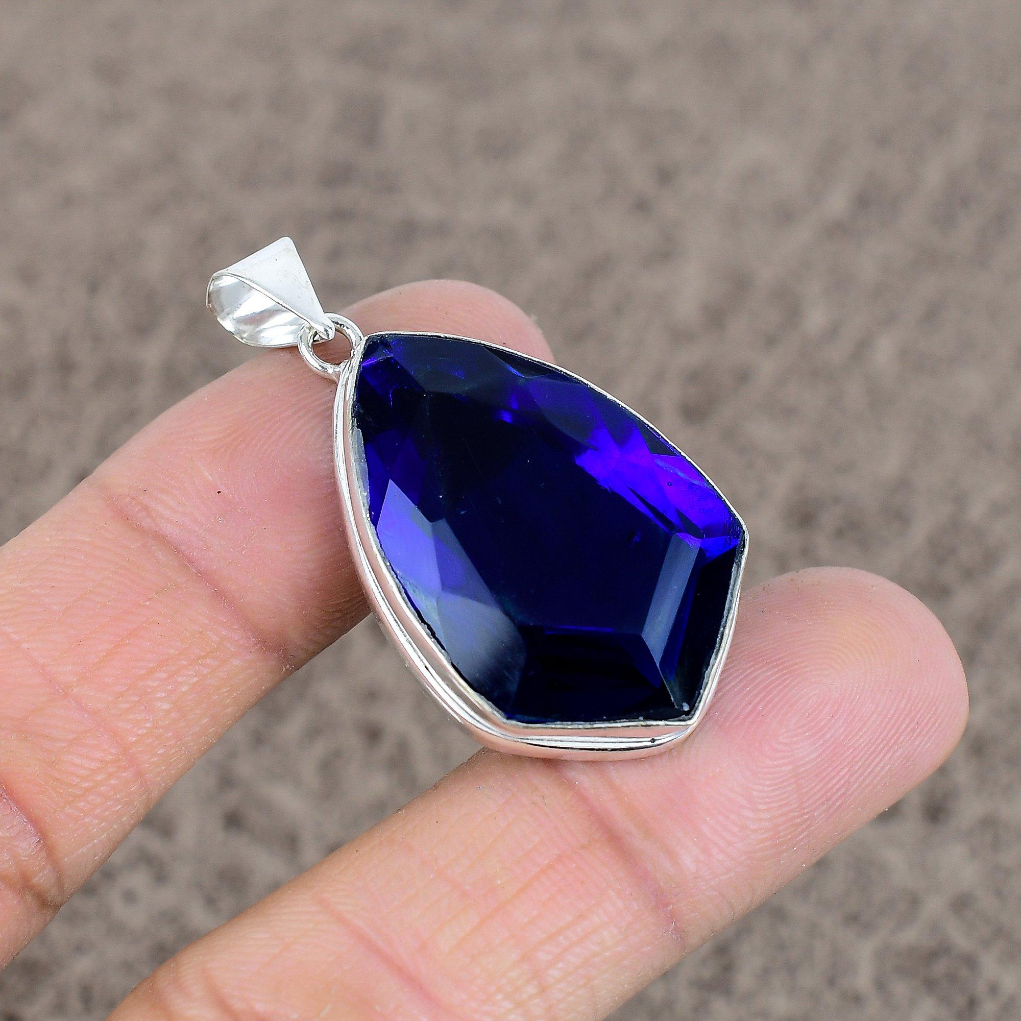 

Blue Topaz Gemstone Handmade 925 Sterling Silver Jewelry Pendant 1.77 KKG-72