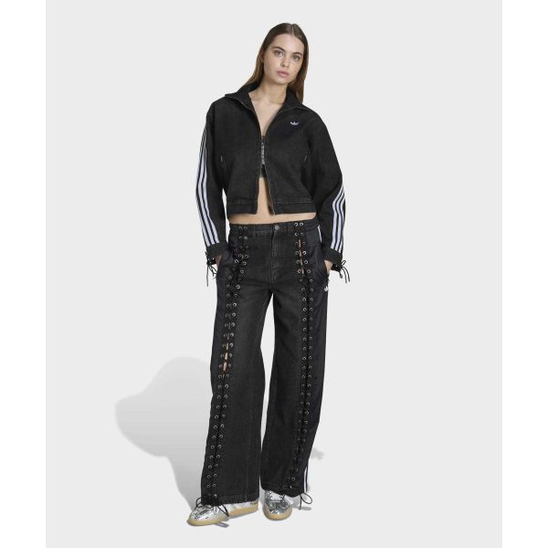 Adidas Originals Fb Denim Lacing Loose Fit Zip Collar Long Sleeve Denim Jacket Women jackets KS1394