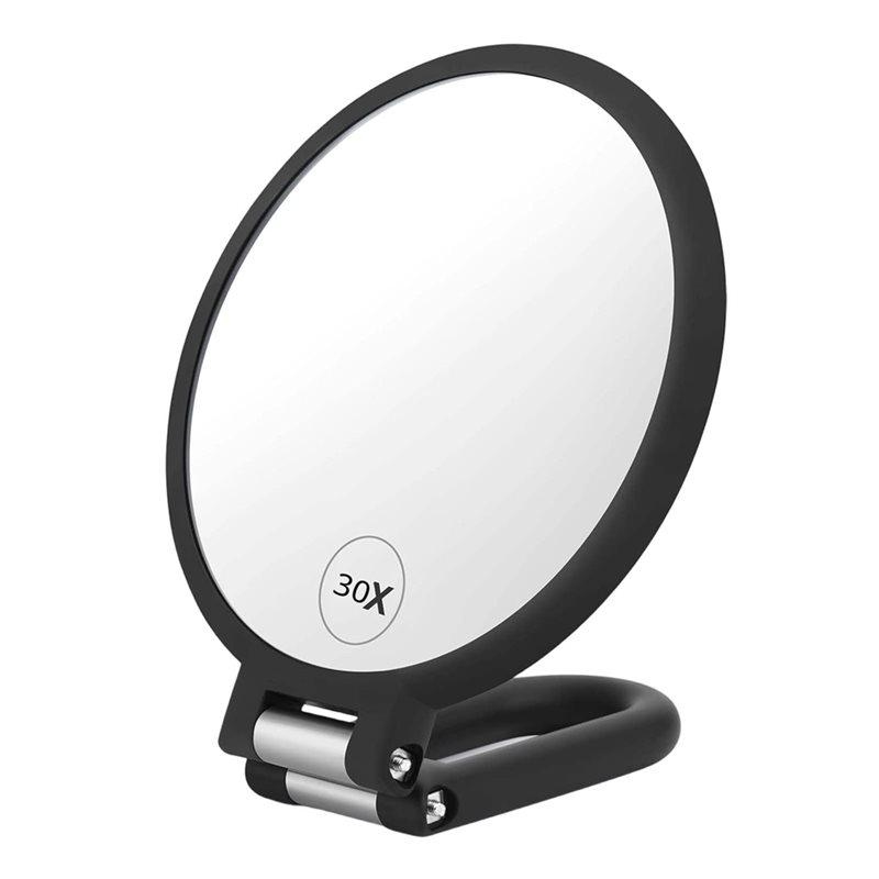 

A25F-Double-Sided Handheld Mirror 30X Makeup Magnifying Mirror Travel Hand Mirrors With Handle Adjustable Handle/Stand чёрный
