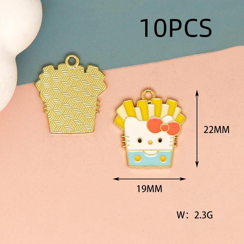 10PCS Alloy Cartoon Cat DIY Accessories Drip Oil Bag Clothing Keychain Jewelry Head Hand Rope Pendant Handmade Accessories