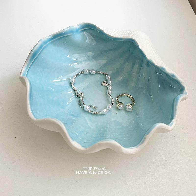 Ocean Style Jewelry Storage Box Shell Conch Starfish Ceramic Jewelry Box Desktop Ornament