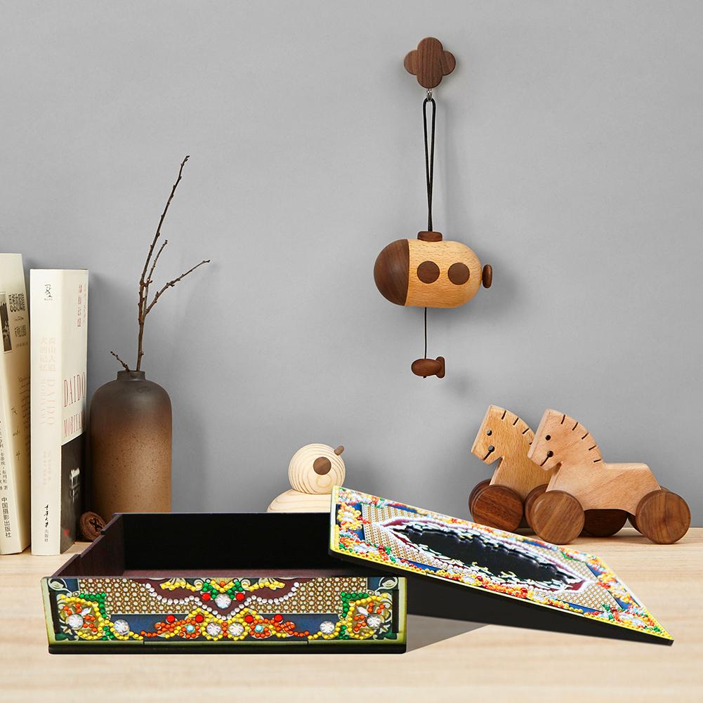 DIY Diamond Painting Jewelry Storage Box Wooden Earrings Necklace Storage Case Special Shaped Mosaic Embroidery Cross Stitch Kit