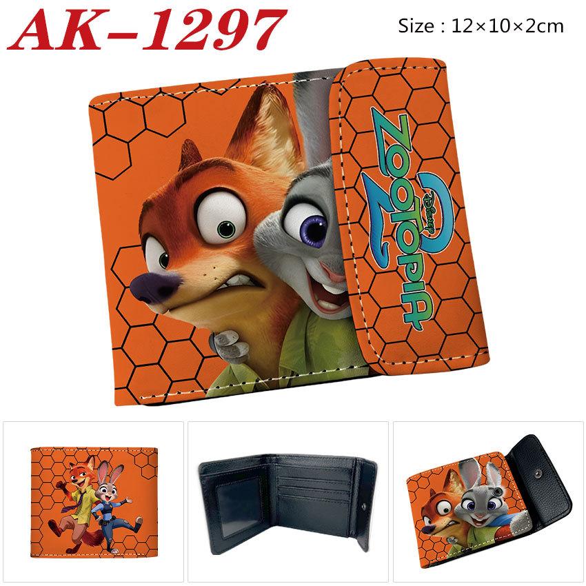 Zootopia Wallet PU Leather Snap Button Bifold Short Card Holder Cute Cartoon Purse for Women Girls 1pcs