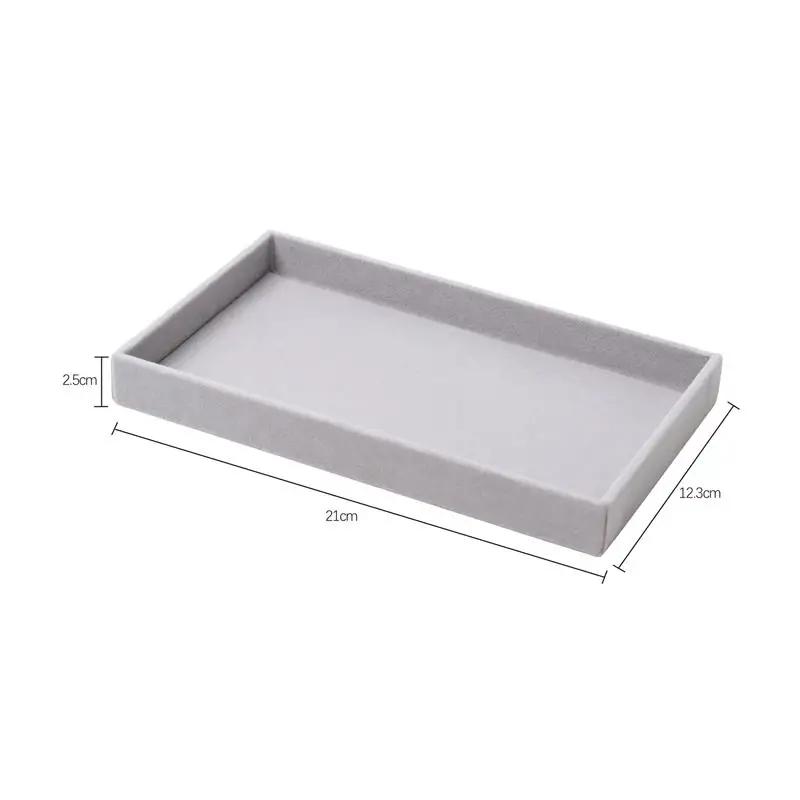 Upgrade Velvet Jewelry Storage Box Necklace Stackable Display Tray Bracelet Earring Organizers DIY Handicrafts Drawer Box Grey