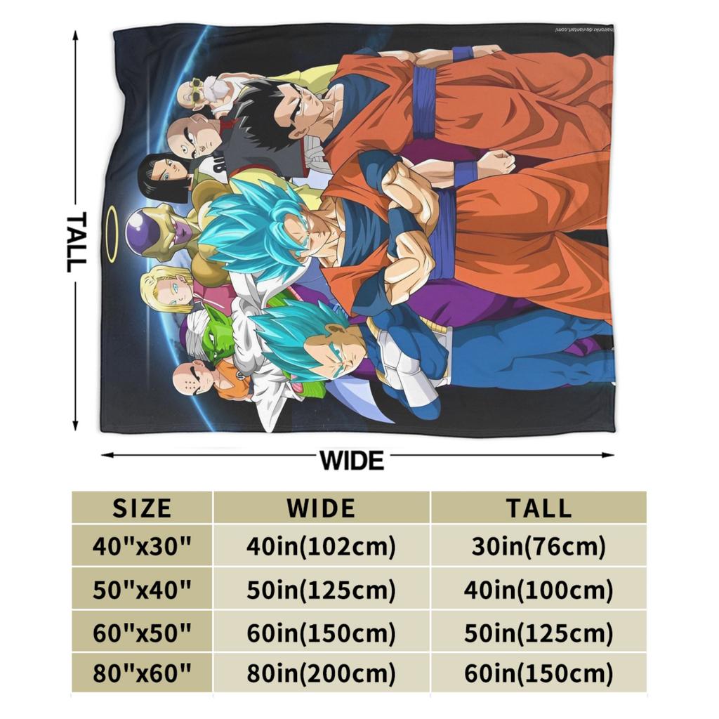 Anime Goku DBZ Blanket Fleece Spring/Autumn Breathable Lightweight Thin Throw Blankets for Home Office Rug Piece