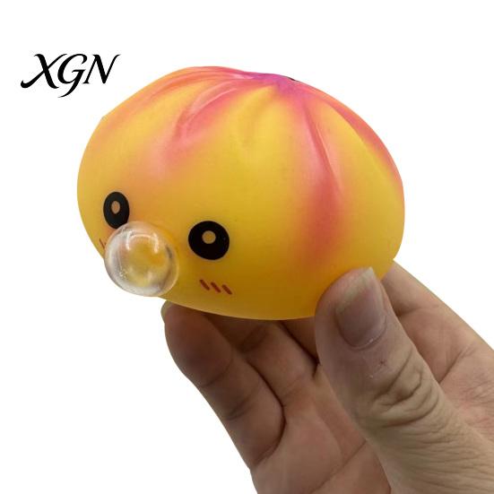 Dumpling Squeeze Toy Bubble Blowing with Steamer Box Soft Steamed Calming Hand Bun Sensory Decompression Dough Stress Ball Fidget Anxiety