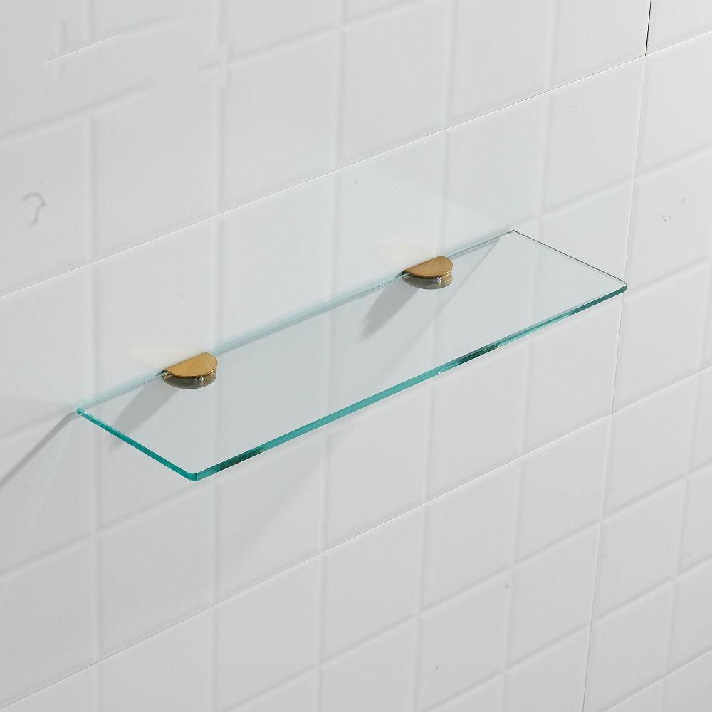 Gold Glass Shelf Glass Wall Mount Tempered Glass Shower Storage  Indoor